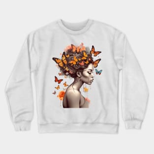 Afro Woman with Butterflies #5 Crewneck Sweatshirt